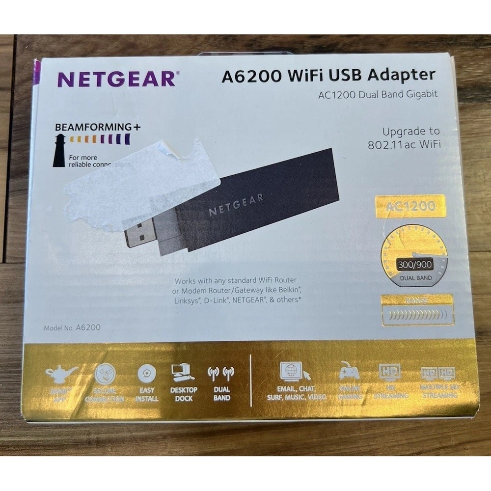 Netgear A6200 AC1200 Dual Band USB WiFi Adapter 802.11ac Sealed